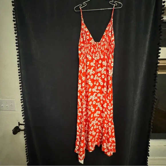Reformation Red Orange Daisy Slip Dress Montague Dress in Oopsie Daisy Size 6 - Picture 9 of 12